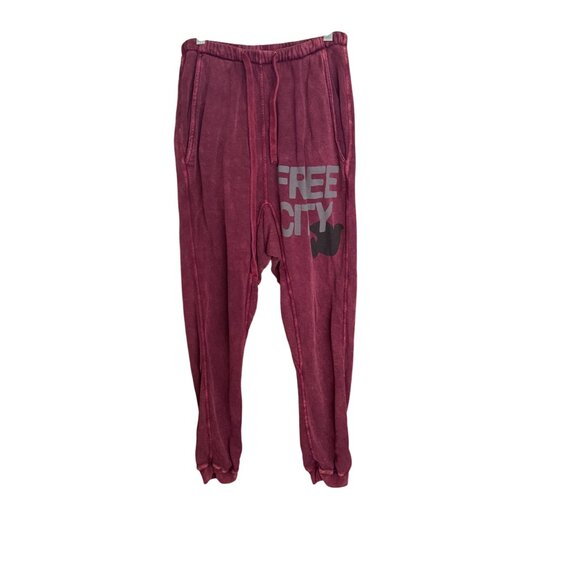 Free City Womens Jogger Sweatpants M Elastic Waist Red - Picture 1 of 5